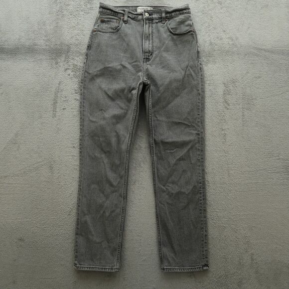 Abercrombie & Fitch Jeans Women's 6L Gray High-Rise Ankle Straight 28" Inseam - Picture 1 of 16